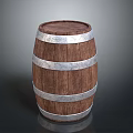 Classic Wooden Barrel With Rustic Wood Construction And Metal Hoops