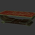 Modern Wooden Bench With Red Cushion And Stylish Curved Dark Frame