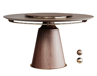 Minotti wood grain round dining table 3d model