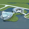 Aerial Planning of Modern Architectural Design With Water Bodies and Green Spaces