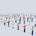 Group of Colorful Character Creatures in Various Poses on Light Background