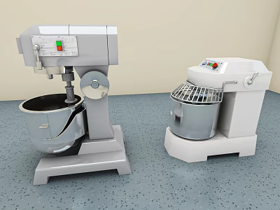 Two Commercial Mixers Gray And White For Bakery Kitchen Equipment 3d model
