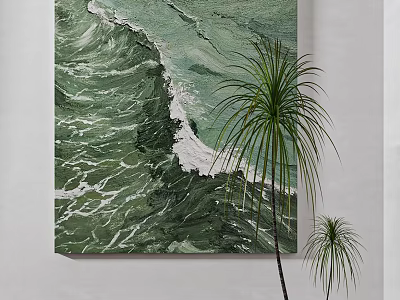 Modern Texture Painting Abstract Painting Sea Abstract Painting Green Small Fresh Hanging Painting 3d model