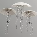 White Umbrella Shaped Decorative Lights with Hanging String Lights for Home Design 3d model