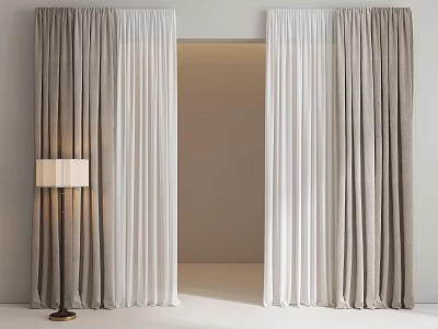 Modern Curtain Cream Wind Curtain Gauze Curtain Living Room Curtain Bedroom Curtain 3d model