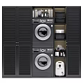 Black Bathroom Cabinet Rack With Washer Dryer Storage And Organizer Shelves
