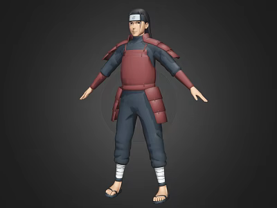 Game and Movie Character 3D Model With Red Armor Dark Outfit Headband And Sandals 3d model