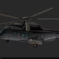 Detailed Silver Gray Helicopter With Rotors Fuselage Windows And Landing Gear