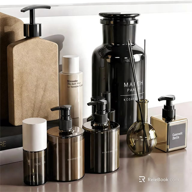 Elegant Modern Perfume and Cosmetic Bottles with Luxury Design and Glass Containers 3d model 