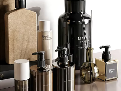 Elegant Modern Perfume and Cosmetic Bottles with Luxury Design and Glass Containers 3d model