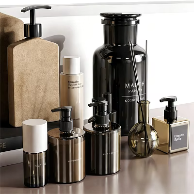 Elegant Modern Perfume and Cosmetic Bottles with Luxury Design and Glass Containers 3d model