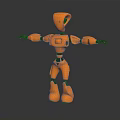 Orange Humanoid Robot Figure Standing With Extended Arms And Shiny Surface 3d model