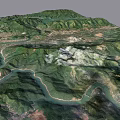 Aerial Planning View of Mountainous Terrain With Winding Rivers and Lush Green Landscapes