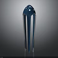 Shiny Blue Squid Sculpture Featuring Slender Metal Legs and White Spots