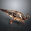 Transparent Dinosaur Skeleton Art Model in Standing Pose with Detailed Bone Structure 3d model