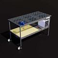 Hardware Tools Metal Workbench with Mesh Top Yellow Shelf and Wheels
