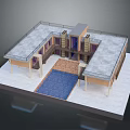 Modern Architectural Model Featuring Rooftop Terrace Central Courtyard And Blue Pool 3d model