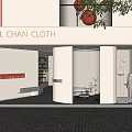 CHILL CHAN CLOTH Storefront Design With White Facade Red Lanterns And Window 3d model