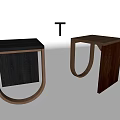 Two Stylish Wooden Side Tables With U Shaped Frame In Black And Brown