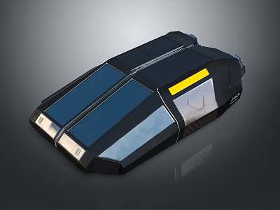 Modern Black Device With Blue Panels Yellow Stripe And Geometric Design 3d model