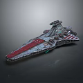 Detailed Sci-Fi Spaceship Model With Red Hull And Engine Structures