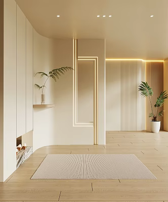 Modern Entrance Partition Shoe Cabinet Green Plant 3d model
