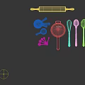 Essential Kitchen Tools With Marble Rolling Pin Metal Measuring Cups Strainer Whisk And Silicone Spatulas