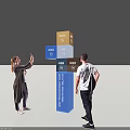 Public Information Display Sign With Multi Colored Blocks People Taking Photos And Viewing
