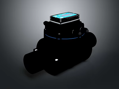 Black Mechanical Device With Blue Digital Display And Modern Industrial Design Features 3d model