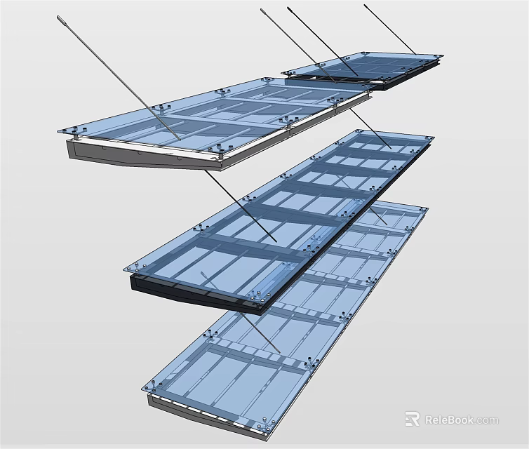 Outdoor Transparent Glass Sunshade Canopy With Metal Frame And Multiple Panels 3d model 