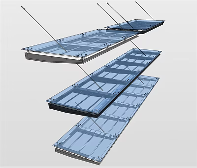 Outdoor Transparent Glass Sunshade Canopy With Metal Frame And Multiple Panels 3d model