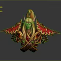 Fantasy Character Figurine with Red Gold Decoration and Winged Armor Design as Home Ornament