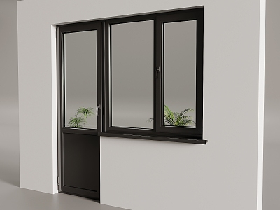 Door with window Glass door Window 3d model