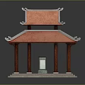 Traditional Chinese Pavilion With Red Roof Multi Tiered Structure Red Pillars And Decorative Eaves