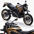 Modern Electric Motorcycle Design Featuring Gold Accents And ZERO Logo 3d model