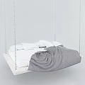Modern Suspended Double Bed With White Pillows Gray Blanket And Chains