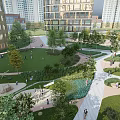 Residential Community Landscape with Lush Greenery Walking Paths and Recreational Zones for Outdoor Activities