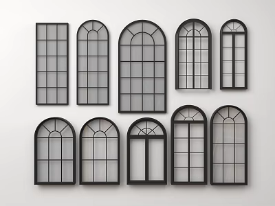French casement windows French windows vintage windows casement windows arched windows 3d model