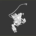 Game and Movie Character 3D Female Model with Mechanical Arms Legs Dynamic Pose and Hat