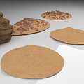 Various Terrain Models Including Rocky Textured Blocks And Circular Ground Samples