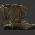 Vintage Leather Boots Distressed Design With Lace Up Front Rustic Brown Classic Workwear Style