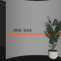Commercial Bar Equipment With Illuminated Sign And Palm Leaves Shadow Design