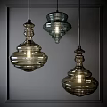 Three Modern Glass Pendant Lights with Unique Layered Design Hanging Decorative Lighting