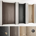 Minimalist Modern Hinged Doors with Wood Finishes Dark Light Tones and Metal Recessed Handles