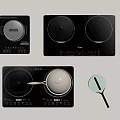 Modern Black Induction Cooktops With Control Panel White Pot And Green Cup On Kitchen Countertop