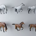 Colorful Reptile Models In Various Poses Standing Lying And Walking On White Background