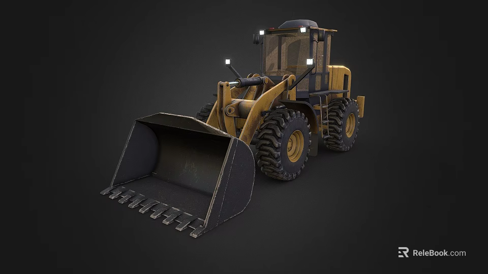 Powerful Utility Wheel Loader with Large Front Bucket Big Tires and Cab Design 3d model 