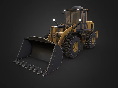 Powerful Utility Wheel Loader with Large Front Bucket Big Tires and Cab Design 3d model