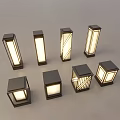 Modern Geometric Design Outdoor Lights with Illuminated Lampshades and Sleek Frames