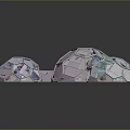 Geometric Transparent Polyhedron Spheres with Pastel Colors and Grid Patterns on Black Surface with Reflections